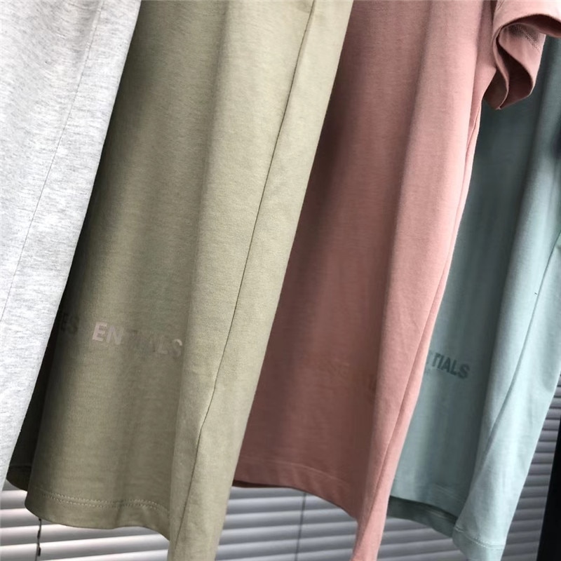 Kanye West Thick Fabric Reflective FOG Essentials T shirts Men Women